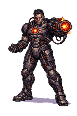MuscleDaddies cyborg character